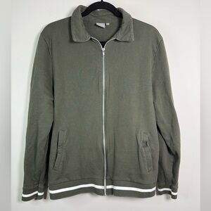 ASOS Men's Bomber Varsity Jacket‎ Green Knit Jersey Zip Front Pockets Size M